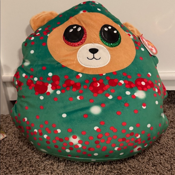 Ty Other - TY Squishy Beanies Everett bear dress as christmas tree 12” x 11” approx NWT